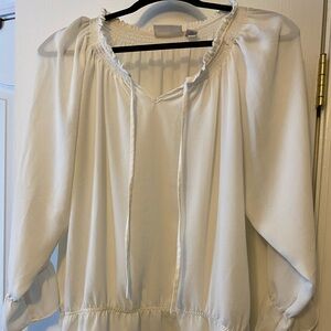 Chicos Plus Size 2X Cream Colored Blouse EUC Long Sleeve Lightweight